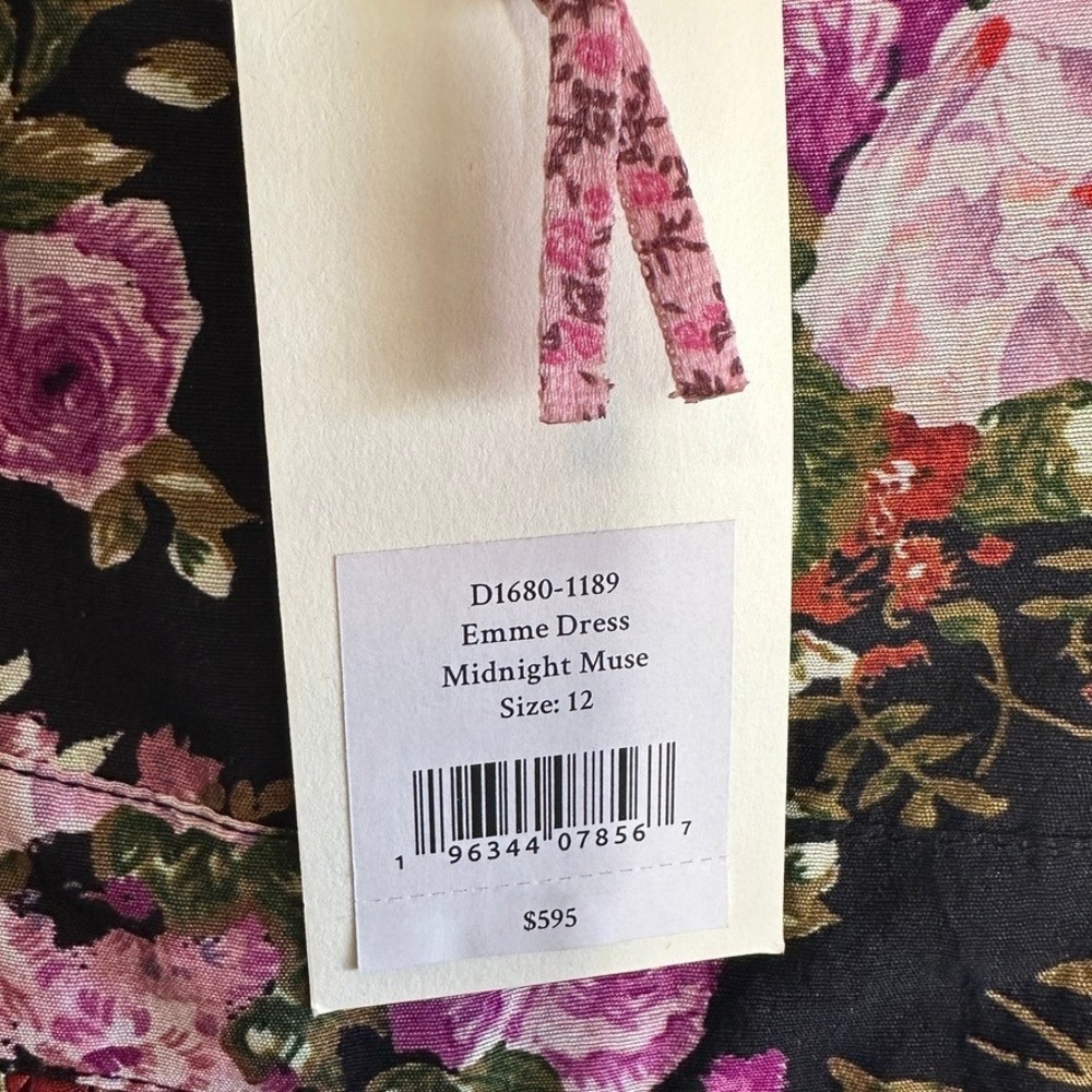 LoveShackFancy‎ Emme Mini Dress Size 12 Midnight Muse NWT 100% Silk $595 Retail - Picture 4 of 9
